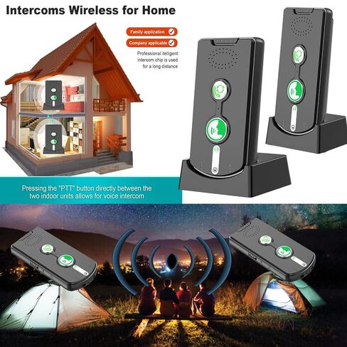 2 Way Wireless Intercom System for Home, 1/2 Mile, Full Duplex 2-Way Radio Hands Free, Rechargeable, 120H Standby,Volume Control - Room to Room, Elderly Care, Indoor Outdoor,Use for Business, Offices in Kuwait