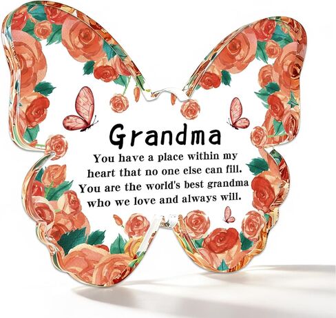 Unique Gifts for Grandma Butterfly Themed Grandparents Gift Best Birthday Presents for Great Grandmas Practical Cute from Grandkids Acrylic Plaques Heartwarming Granddaughter Gifts in Kuwait