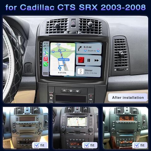 10" Car Radio for Cadillac CTS SRX 2003 2004 2005 2006 2007 2008 Wireless CarPlay Android Auto [2+32G] Bluetooth Touch Screen with GPS WiFi Backup Camera Mic in Kuwait