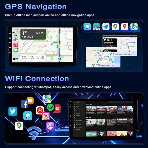 10" Car Radio for Cadillac CTS SRX 2003 2004 2005 2006 2007 2008 Wireless CarPlay Android Auto [2+32G] Bluetooth Touch Screen with GPS WiFi Backup Camera Mic in Kuwait