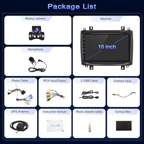 10" Car Radio for Cadillac CTS SRX 2003 2004 2005 2006 2007 2008 Wireless CarPlay Android Auto [2+32G] Bluetooth Touch Screen with GPS WiFi Backup Camera Mic in Kuwait