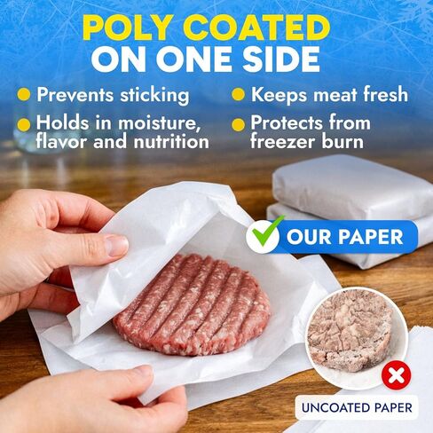1000 Pcs Freezer Paper Sheets, 18" x 18", Poly-coated on one side - Prevents from Freezer Burn - Moisture-Resistant Wrapping Paper for Meat, Fish, Vegetables - Keeps Meat fresh for up to 1 Year in Saudi Arabia
