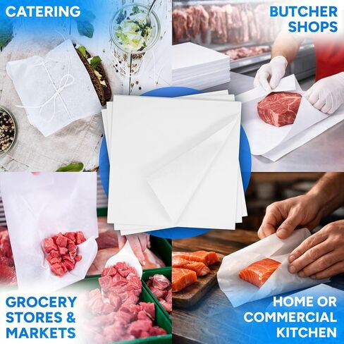 1000 Pcs Freezer Paper Sheets, 18" x 18", Poly-coated on one side - Prevents from Freezer Burn - Moisture-Resistant Wrapping Paper for Meat, Fish, Vegetables - Keeps Meat fresh for up to 1 Year in Saudi Arabia