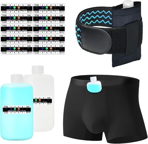 Urine Test Complete Kit - 2 Urine Empty Bottles of 3.5 oz Each, 1 Hi-Stretch Hidden Leg Strap, 10 Temperature Test Strips and 1 Storage Pouch, 1 Lining Pocket Boxer Brief for Travel Testing (M) in Kuwait