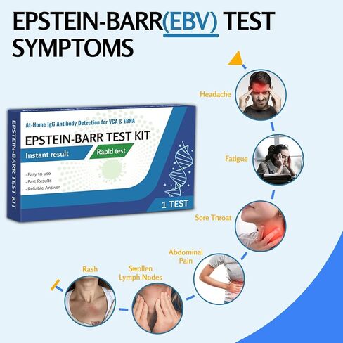 Epstein-Barr (EBV) Test Kit at-Home – No Need for a lab Visit– Detects IgG Response to VCA & EBNA (for in Vitro Diagnostic Use Only), Finger-Prick Sample. in Kuwait