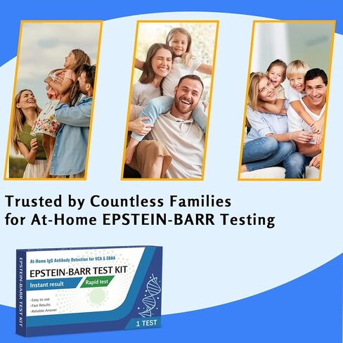 Epstein-Barr (EBV) Test Kit at-Home – No Need for a lab Visit– Detects IgG Response to VCA & EBNA (for in Vitro Diagnostic Use Only), Finger-Prick Sample. in Kuwait