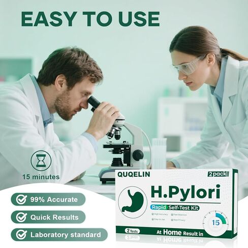 H Pylori Test Kit – 2 PCS H. Pylori Test, H-Pylori Stool (Antigen) Self-Test for Home Use, 99.9% Accurate, Fast 10-15 Min Results, Easy to Use, No Lab Needed in Kuwait