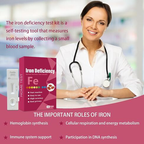 Iron Deficiency Test Kit, Suitable for Children and Adults, at-Home Iron Test Kit for Anemia.Iron Test Kit for Quick Response and Accurate Results in Kuwait