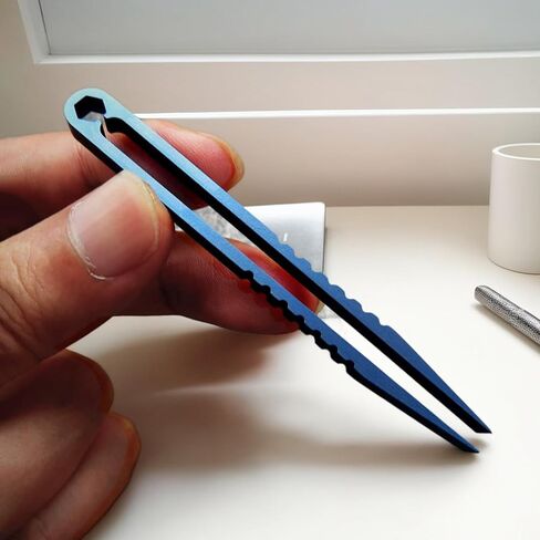 Mini Titanium Alloy Tweezers EDC Tool for Outdoor Survival Travel Compact Precision Tweezer for Camping Everyday Carry Gear (Blue) in Saudi Arabia