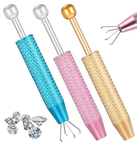 3 Pcs Piercing Ball Grabber Tool, 4-Claw Stainless Steel Piercing Removal Tool for Precision Pickup Of Jewelry & Small Parts, Anti-Slip Handle (Gold, Blue and Pink) in Saudi Arabia