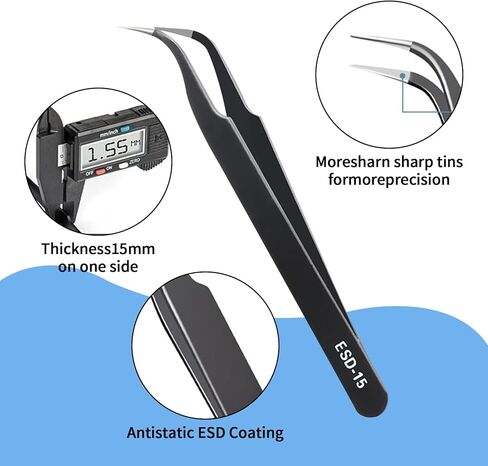 6PCS Precision Tweezers Set,Upgraded Anti-Static Stainless Steel Curved of Tweezers,for Electronics,Laboratory Work,Jewelry-Making,Craft,Soldering,etc in Saudi Arabia