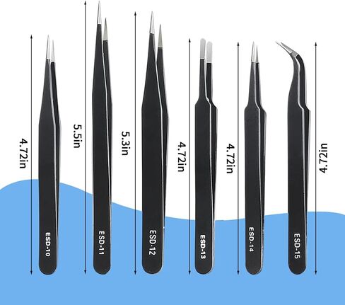6PCS Precision Tweezers Set,Upgraded Anti-Static Stainless Steel Curved of Tweezers,for Electronics,Laboratory Work,Jewelry-Making,Craft,Soldering,etc in Saudi Arabia