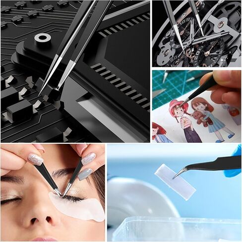 6PCS Precision Tweezers Set,Upgraded Anti-Static Stainless Steel Curved of Tweezers,for Electronics,Laboratory Work,Jewelry-Making,Craft,Soldering,etc in Saudi Arabia