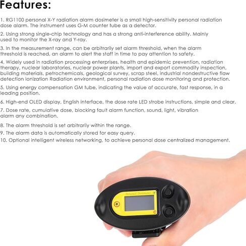RG1100 مقياس الجرعات الإلكترونية X راي حساسية عالية كاشف الإشعاع النووي كاشف الإشعاع النووي جهاز إنذار الجرعة المحمولة جهاز قياس الجرعات مع تعليمات 0.10uSv / h إلى 10mSv / h in Kuwait