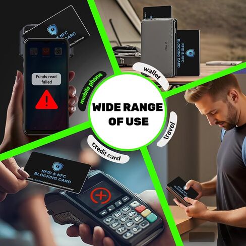 6 Pack RFID Blocking Cards Premium Contactless NFC Debit Credit Card Passport Protector Blocker Set for Men & Women, Smart Slim Design Perfectly fits in Wallet/Purse (6) in Kuwait