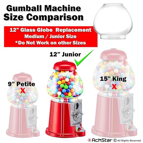 الكرة الأرضية لآلة Gumball - كرة زجاجية مقاس 12 بوصة لكرات وعاء آلة Gumball. متوافقة مع ماكينات الحلوى القديمة كاندري، كاروسيل، جريت نورثرن ومعظم المتوسطة للصغار مقاس 12 بوصة - قطعة بديلة in Saudi Arabia