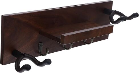 BESTYASH Wooden Guitar Wall Mount 4-in-1 Multi-Instrument Hanger Rack for Guitar Ukulele Violin with Black Walnut Finish, Space-Saving Holder for Music Room and Studio in Kuwait