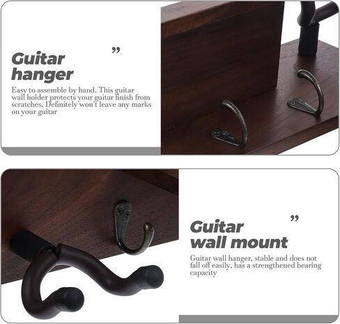 BESTYASH Wooden Guitar Wall Mount 4-in-1 Multi-Instrument Hanger Rack for Guitar Ukulele Violin with Black Walnut Finish, Space-Saving Holder for Music Room and Studio in Kuwait