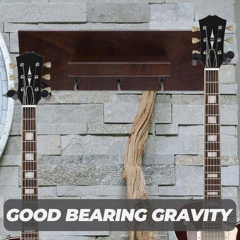 BESTYASH Wooden Guitar Wall Mount 4-in-1 Multi-Instrument Hanger Rack for Guitar Ukulele Violin with Black Walnut Finish, Space-Saving Holder for Music Room and Studio in Kuwait