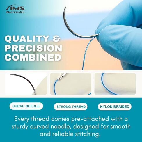 IMEDS Training Sutures 2/0 Nylon, Box of 12 Pcs Suture Thread with Needle, Demo Teaching Set in Saudi Arabia
