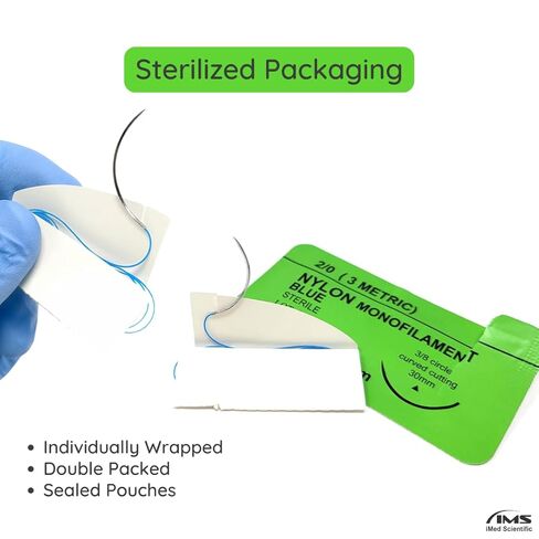 IMEDS Training Sutures 2/0 Nylon, Box of 12 Pcs Suture Thread with Needle, Demo Teaching Set in Saudi Arabia