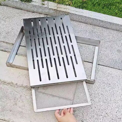 Drain Grate Cover,Trench Grating,Gully Grating,Sidewalk Drain,3mm Thick Stainless Steel Drain Grate with Fine Mesh Filter-Blocks Leaves, Size 8“x16 in Kuwait