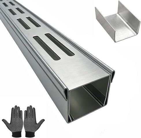304 Stainless Steel Channel Drain Grate, Narrow Channel Filter Cover Plate, Rust-Resistant and Durable, Suitable for Gardens, Sidewalks, Patios, Drive(3.3FTX2INX0.8IN Single Cover Plate) in Saudi Arabia