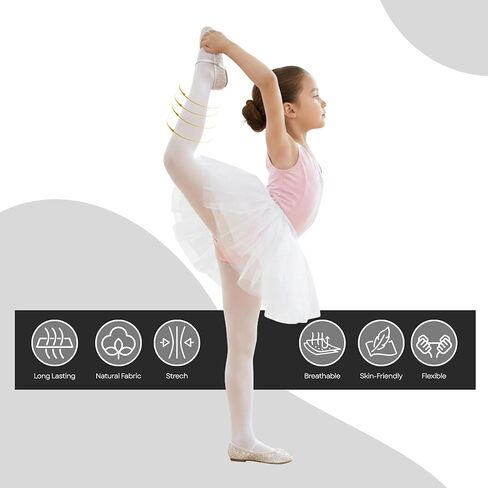 Girls Ballet Tights, Soft Footed Dance Tights for Toddler - Durable Stretch Microfiber Ballet Pantyhose in Saudi Arabia