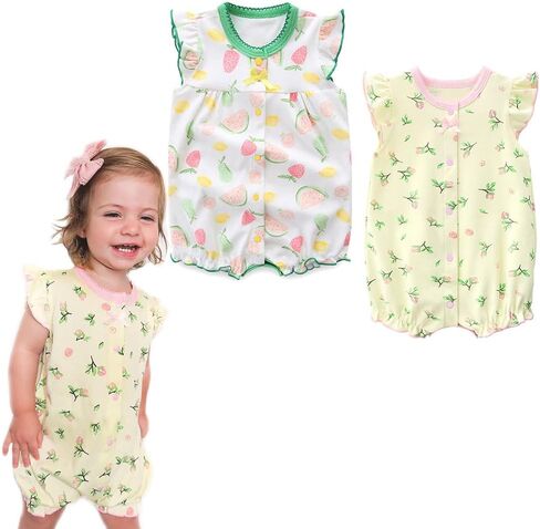 Curipeer Baby Girls Sleeveless Outfits Romper Print Cartoon Baby Summer Jumpsuit in Kuwait