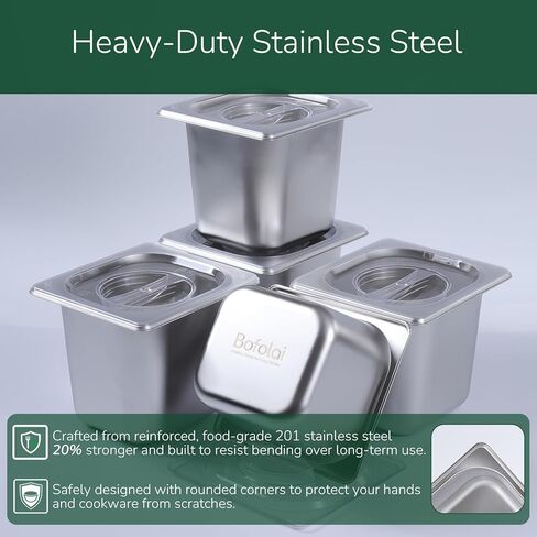 6 Pack Stainless Steam Hotel Pan with Lid, 1/6 Size x 6 Inch Deep Table Steam Pan Restaurant Supplies Reusable Anti Rust Catering Storage for Home, Buffet,Party, Restaurant, Hotel in Saudi Arabia