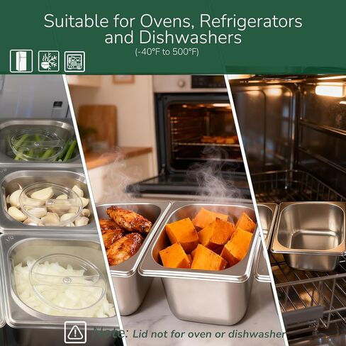 6 Pack Stainless Steam Hotel Pan with Lid, 1/6 Size x 6 Inch Deep Table Steam Pan Restaurant Supplies Reusable Anti Rust Catering Storage for Home, Buffet,Party, Restaurant, Hotel in Saudi Arabia