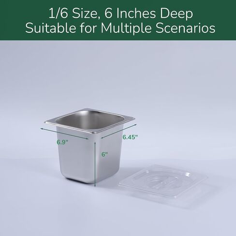 6 Pack Stainless Steam Hotel Pan with Lid, 1/6 Size x 6 Inch Deep Table Steam Pan Restaurant Supplies Reusable Anti Rust Catering Storage for Home, Buffet,Party, Restaurant, Hotel in Saudi Arabia