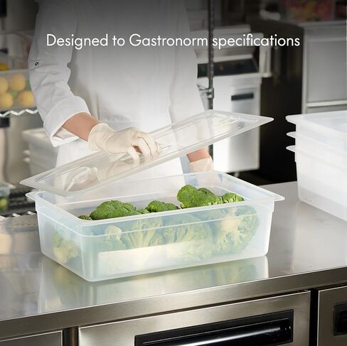 كورتا 4 عبوات كاملة الحجم 6 بوصات من مقلاة الطعام العميقة مع غطاء بمقبض - بولي بروبيلين شفاف من الدرجة التجارية NSF، تخزين آمن في الفريزر قابل للتكديس للمطاعم والمطاعم والبوفيهات in Kuwait