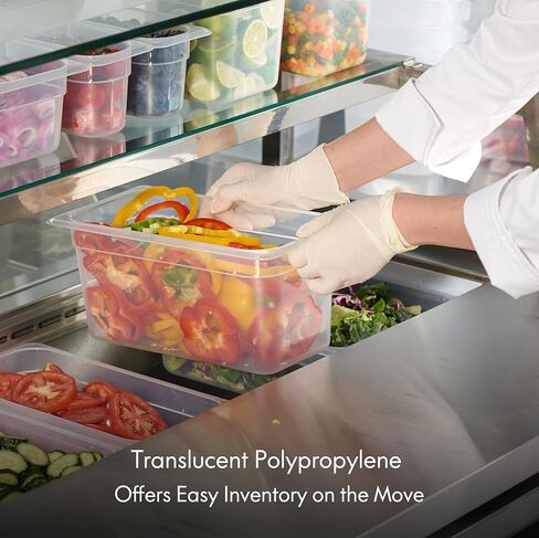 كورتا 4 عبوات كاملة الحجم 6 بوصات من مقلاة الطعام العميقة مع غطاء بمقبض - بولي بروبيلين شفاف من الدرجة التجارية NSF، تخزين آمن في الفريزر قابل للتكديس للمطاعم والمطاعم والبوفيهات in Kuwait