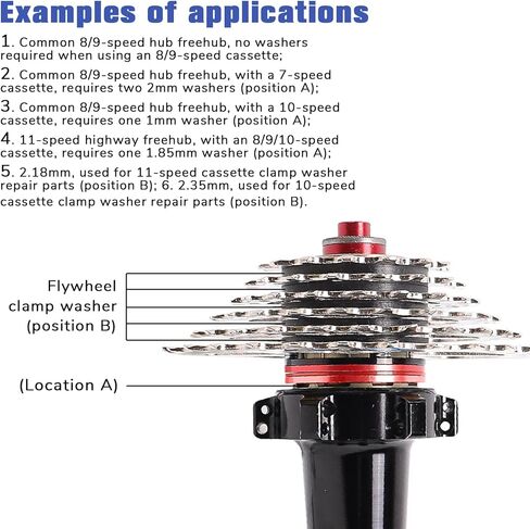 14pcs Cassette Spacer Washer for Flywheel Headset Spacers for Bike 7/8/9/10/11 Speed Flywheel Hub Washers Various Size Options of 1/1.5/1.85/2/2.18/2.35/2.5 mm in Saudi Arabia