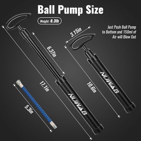 مضخة كروية مقاس 10.6 بوصة من نواب، مضخة يدوية محمولة خفيفة الوزن لكرة القدم وكرة السلة والكرة الطائرة والبالون وحلقة السباحة، يأتي النفخ السريع مع خرطوم تمديد وإبر كروية وفوهات in Kuwait