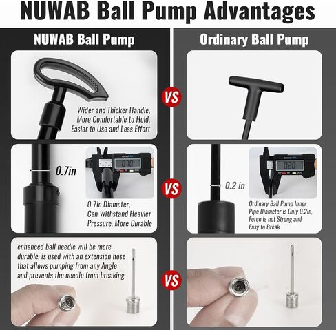 مضخة كروية مقاس 10.6 بوصة من نواب، مضخة يدوية محمولة خفيفة الوزن لكرة القدم وكرة السلة والكرة الطائرة والبالون وحلقة السباحة، يأتي النفخ السريع مع خرطوم تمديد وإبر كروية وفوهات in Kuwait