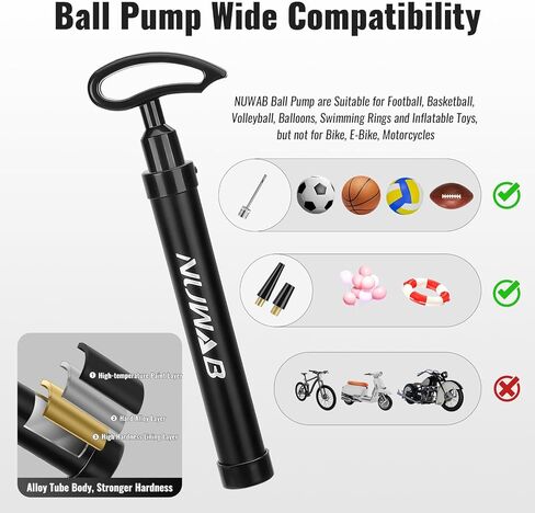مضخة كروية مقاس 10.6 بوصة من نواب، مضخة يدوية محمولة خفيفة الوزن لكرة القدم وكرة السلة والكرة الطائرة والبالون وحلقة السباحة، يأتي النفخ السريع مع خرطوم تمديد وإبر كروية وفوهات in Kuwait