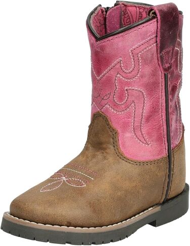 Smoky Mountain Toddler-Girls' Autry Western Boot Square Toe Brown/Pink 7 D in Kuwait