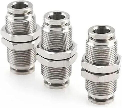 Pneumatic Connectors Air Fittings PM Tube 6/8/10mm Push In Hose Connector Quick Release Partition Coupling 304 Stainless Steel 1Pcs(6mm) in Saudi Arabia
