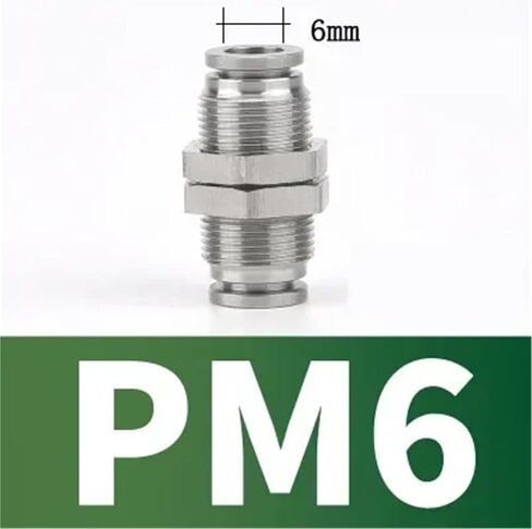 Pneumatic Connectors Air Fittings PM Tube 6/8/10mm Push In Hose Connector Quick Release Partition Coupling 304 Stainless Steel 1Pcs(6mm) in Saudi Arabia