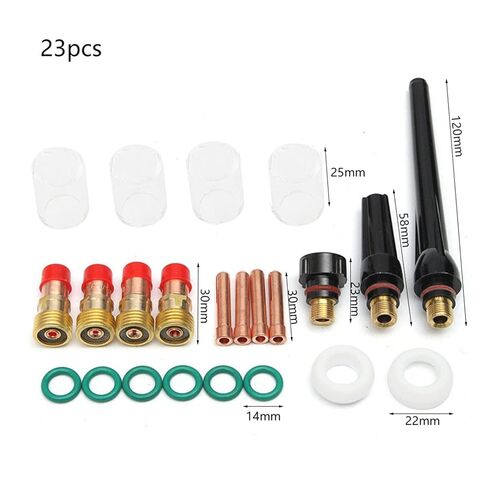 23 براغي شعلة لحام WP-17 WP-18 WP-26 مشبك الغطاء الخلفي مع مجموعة ملحقات زجاجية فوهة in Kuwait