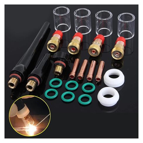 23 براغي شعلة لحام WP-17 WP-18 WP-26 مشبك الغطاء الخلفي مع مجموعة ملحقات زجاجية فوهة in Kuwait