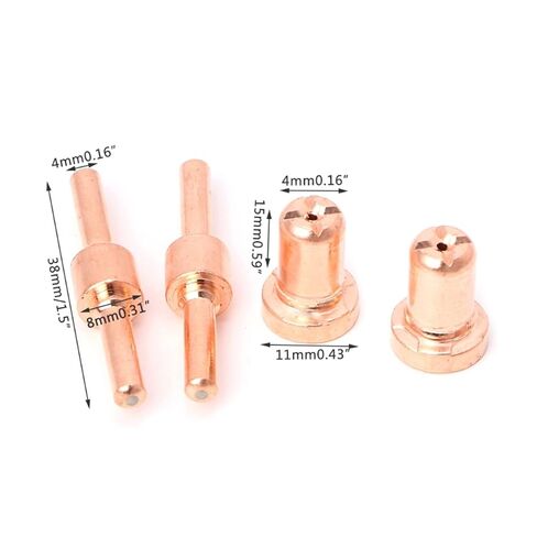 60 قطعة النحاس الأحمر تمديد طويل البلازما القاطع تلميح أقطاب وفوهات عدة فوهة لحام ل PT-31 LG-40 قطع لحام الشعلة فوهة in Kuwait