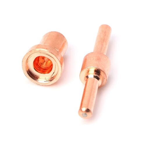 60 قطعة النحاس الأحمر تمديد طويل البلازما القاطع تلميح أقطاب وفوهات عدة فوهة لحام ل PT-31 LG-40 قطع لحام الشعلة فوهة in Kuwait