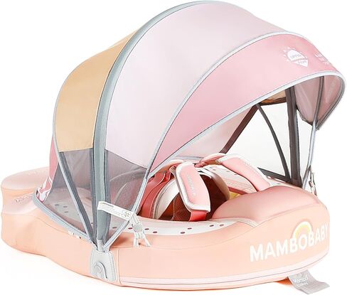 Mambobaby Baby Pool تعويم مع مظلة الشمس القابلة للإزالة-تطفو السباحة غير القابل للنفخ مع تصميم ذيل مضاد للانقص ، عوام طفل مقاوم للماء وصديق للبشرة للسباحة (3-24 شهرًا) in Saudi Arabia