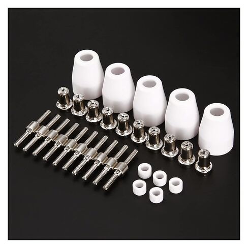 30 قطعة المواد الاستهلاكية قطع البلازما فوهات أقطاب كهربائية ممتدة مطلية بالنيكل لـ LG-40 PT-31 الشعلة CUT40 312 ماكينات القطع فوهة لحام in Kuwait