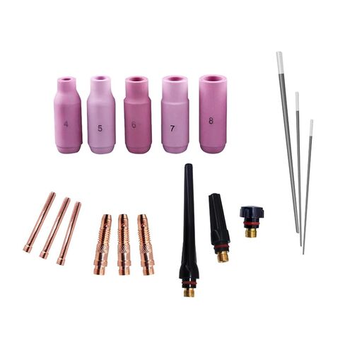 17Pcs Welders Welding Torch Cup Collet Body Nozzle Kit Tungsten Electrode for Wp-17/18/26 Nozzle in Saudi Arabia