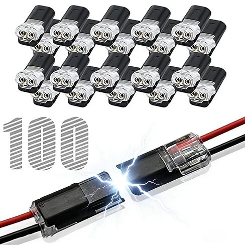 100pcs Double Wire Plug in Connector with Locking Buckle, Quick-Clip Fasteners Multi-Purpose Snap-On Blocks for Strip Lights DIY Crafting, Low-Voltage Decor & Model Kits 2 Pin in Saudi Arabia