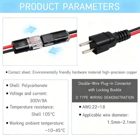 100pcs Double Wire Plug in Connector with Locking Buckle, Quick-Clip Fasteners Multi-Purpose Snap-On Blocks for Strip Lights DIY Crafting, Low-Voltage Decor & Model Kits 2 Pin in Saudi Arabia